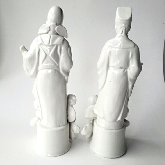 Blanc de Chine Asian Art Style Chinese man & woman White Porcelain Statues - Picture 2 of 4